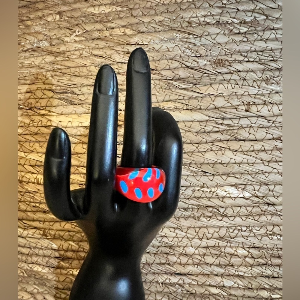 Red with Blue Polka Dot Ring